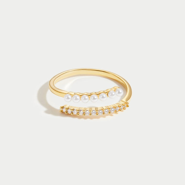 Bague enlacée perles et cristal