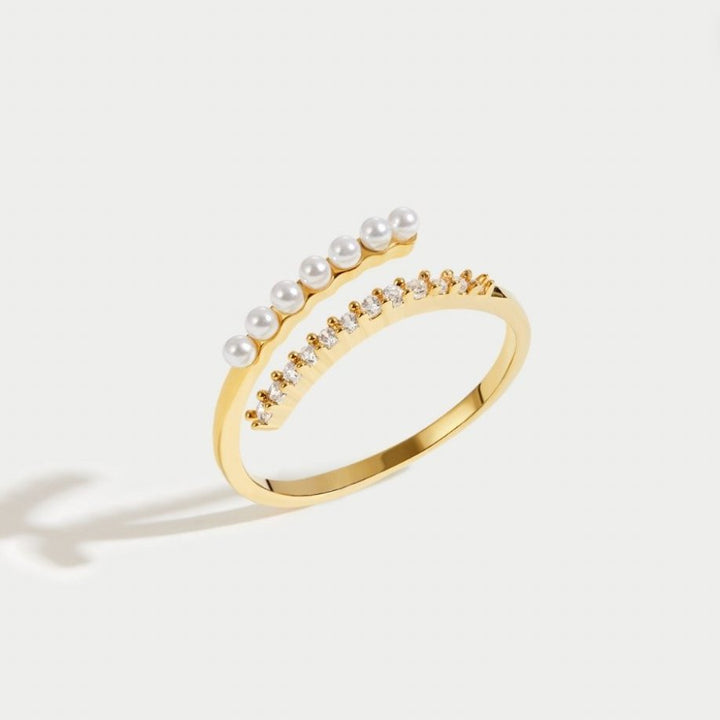 Bague enlacée perles et cristal