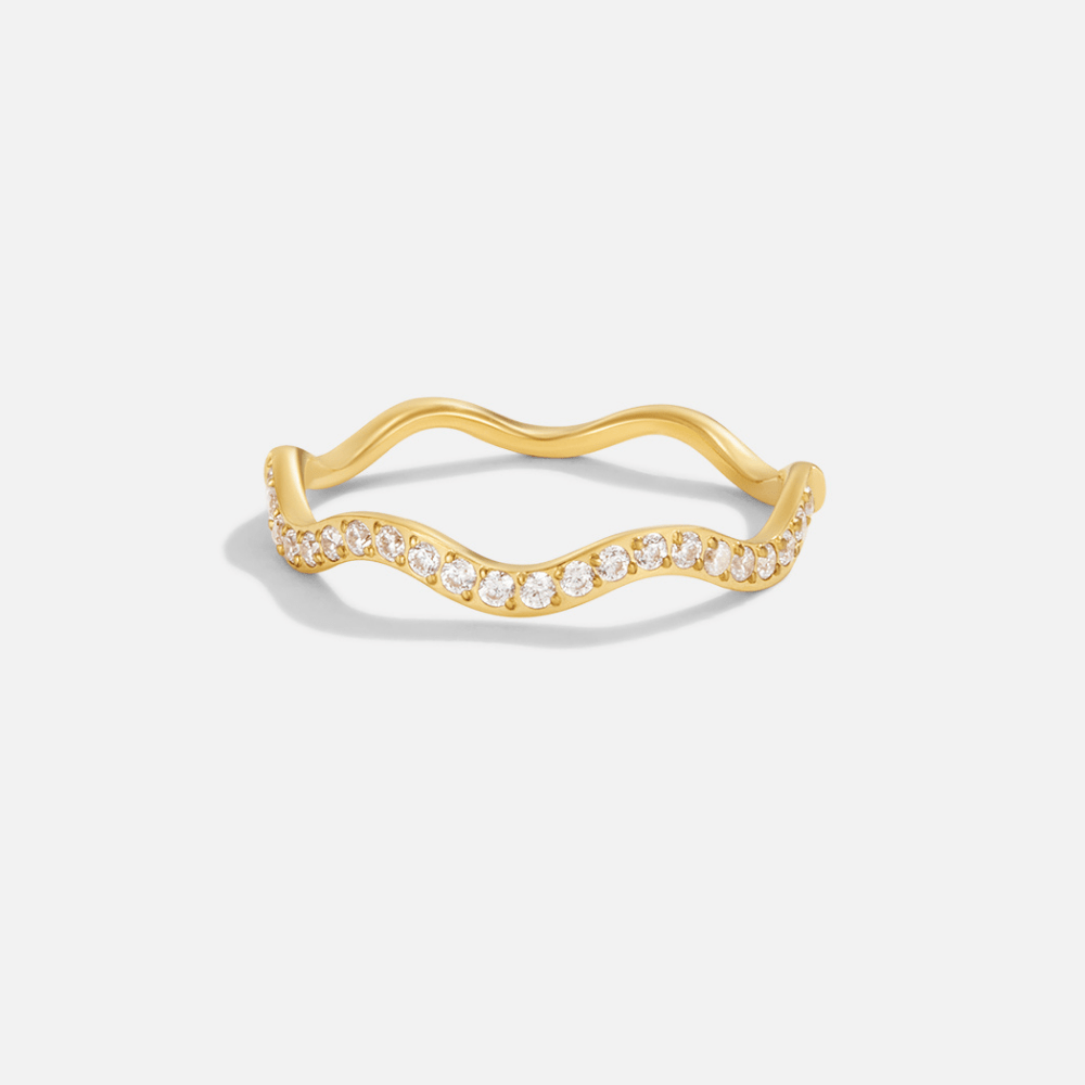 Bague Zenya cristal dorée ondulée